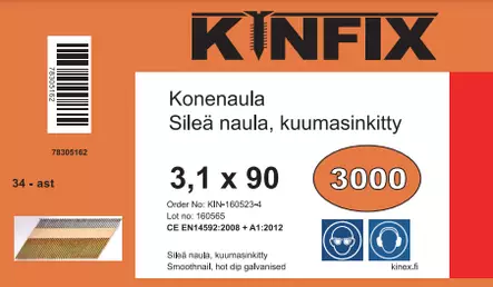 KINFIX KONENAULA 34AST 90X3.1 KUUMAS SIL - 34-asteiset kuumasinkityt konenaulat - 78305162 - 1