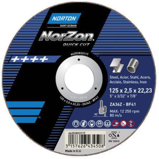 LAIKKA NORTON NORZON 125X3,2 MET HIOMA - Hiomalaikat metalli - 642N10355 - 1
